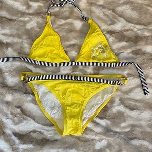 Yellow black and white bikini